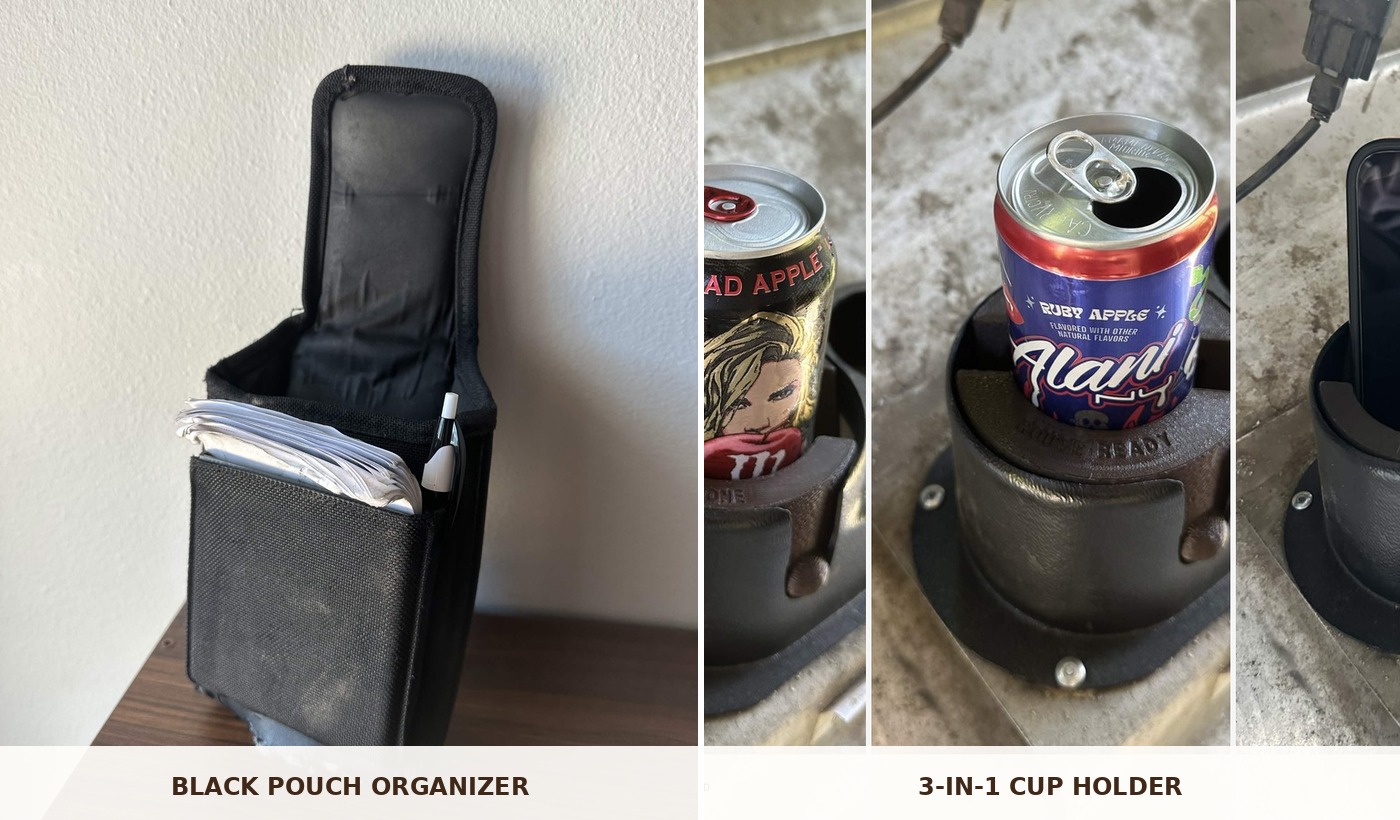 Black Pouch Organizer + 3-in-1 Reversable Cup Holder