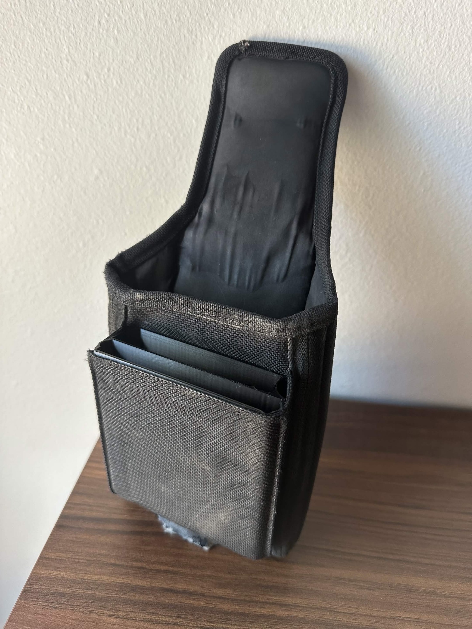 Black pouch organizer installed