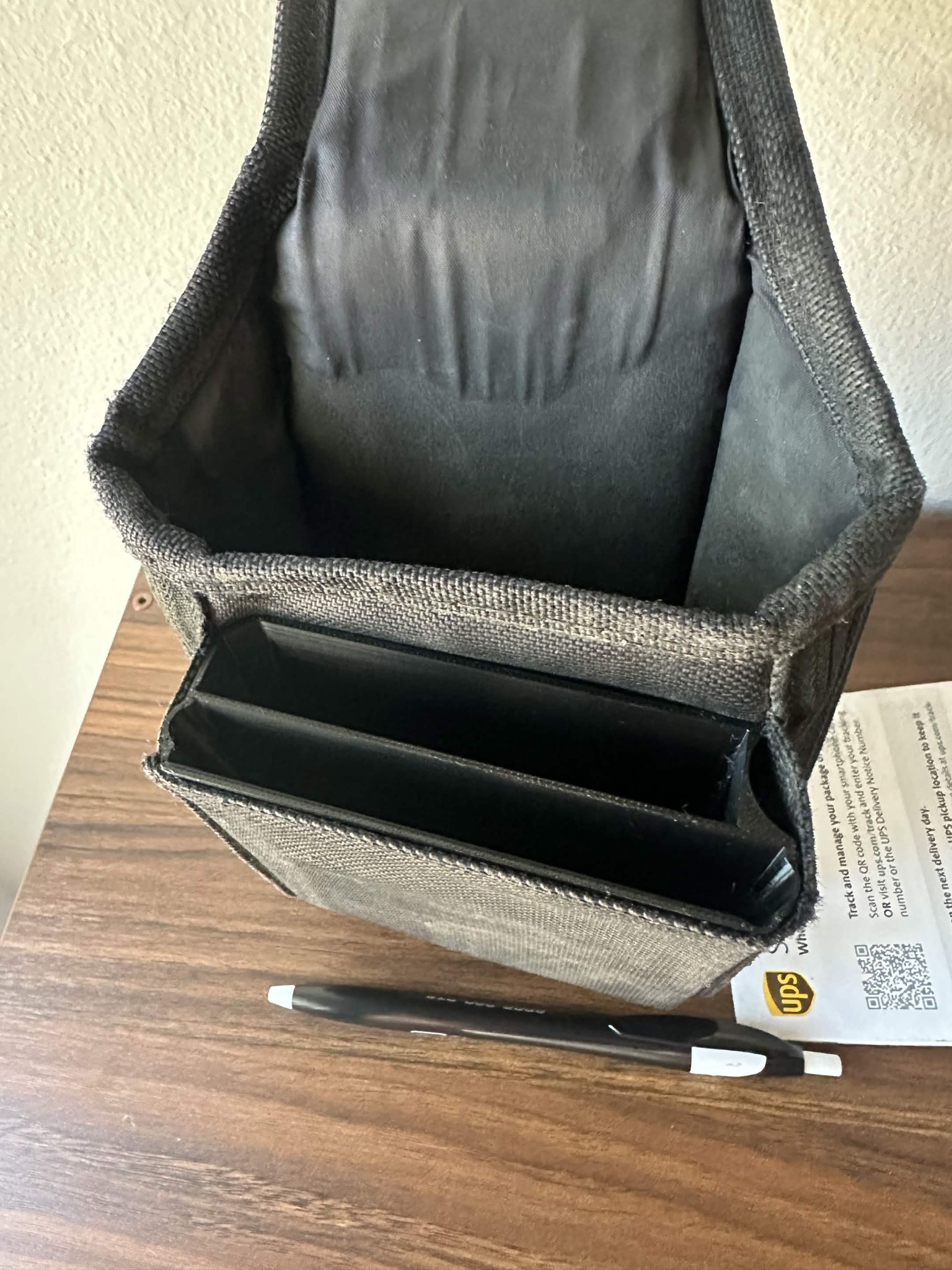 Top view of black pouch organizer