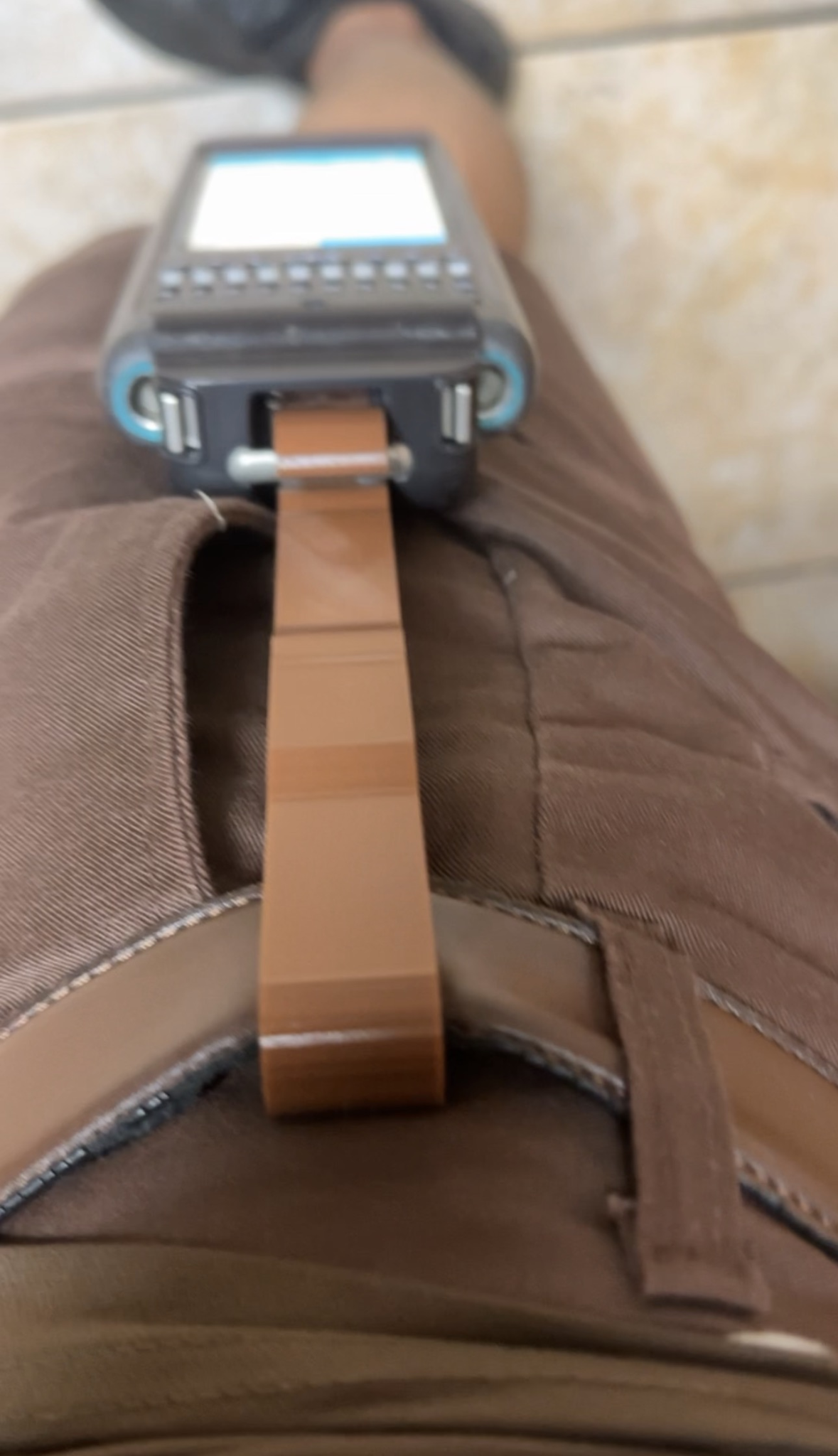 DIAD clip attached during route use, close-up